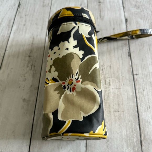PREOWNED VERA BRADLEY WATER BOTTLE HOLDER ZIP TOP BLACK YELLOW FLORAL - Picture 3 of 5